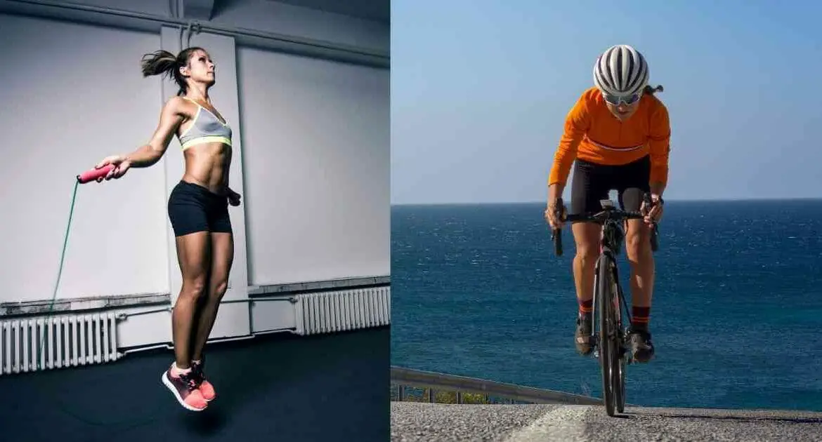 jump rope vs cycling in a picture
